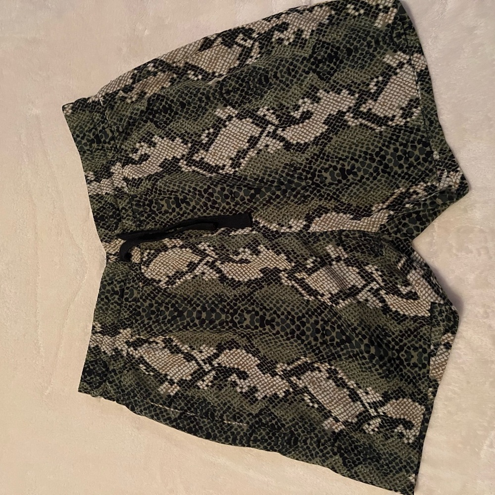 Fashion Nova Green Snake Print Shorts